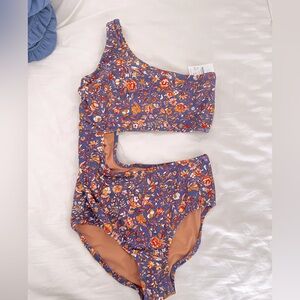 Crew cuts girls cutout floral bathing suit.